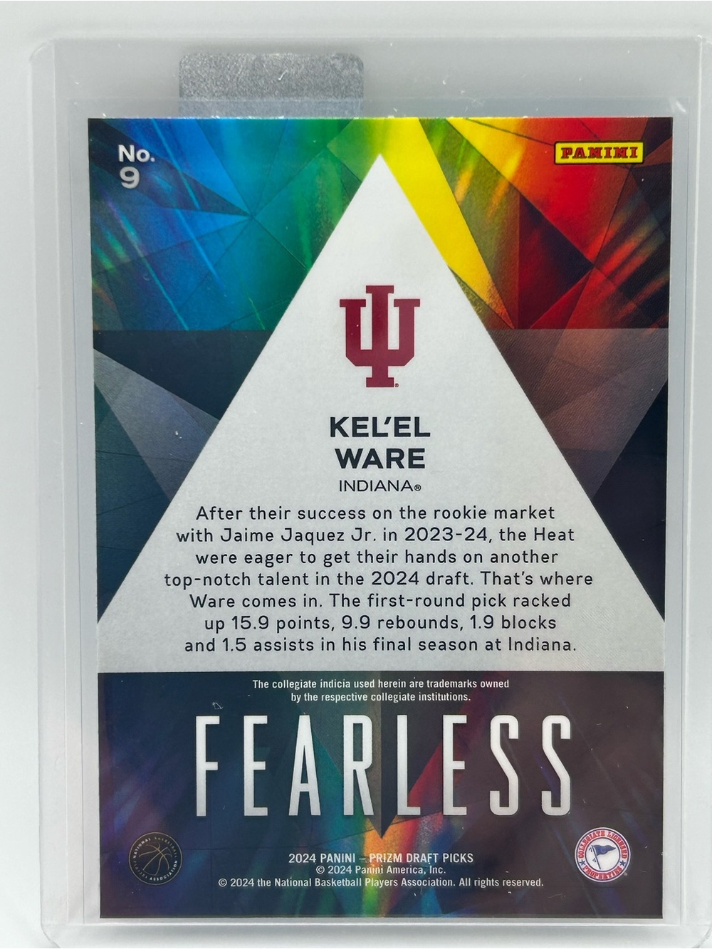 KeL'el Ware Fearless Panini Prizm Draft Picks Indiana Rookie Basketball Card 🏀 - Picture 2 of 2